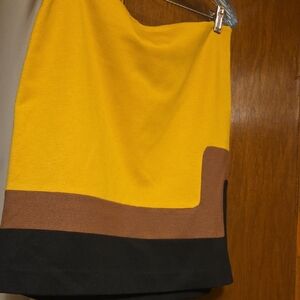 LOFT Women's Midi Skirt - Yellow, Brown, and Black